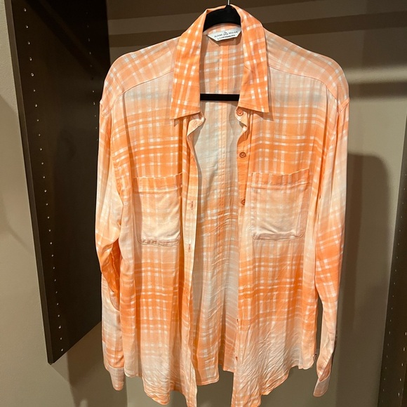 Alpine Design Orange Plaid Women's Top - Picture 1 of 4